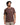 Man wearing a brown t-shirt with a logo on a light gray background