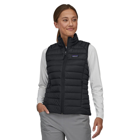 Womens Down Sweater Vest-Vests-Patagonia-Black-Mountain Sports