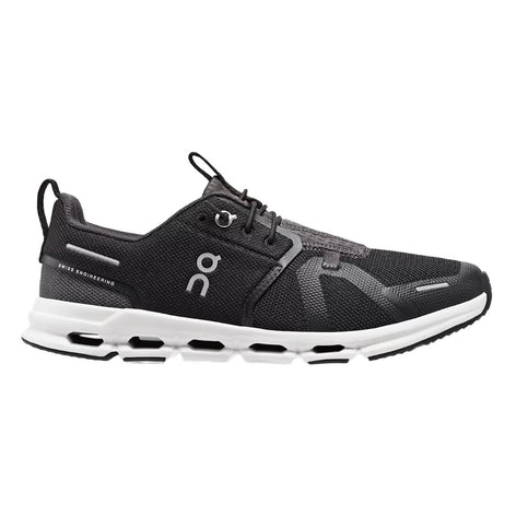 On Youth Cloud Sky in Black, side profile showing the speed lacing and the white CloudTec midsole