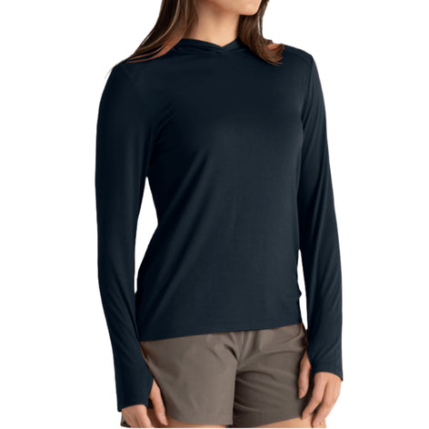 Womens Bamboo Shade Hoodie II-Sweatshirts & Hoodies-Free Fly-Deep Navy-Mountain Sports