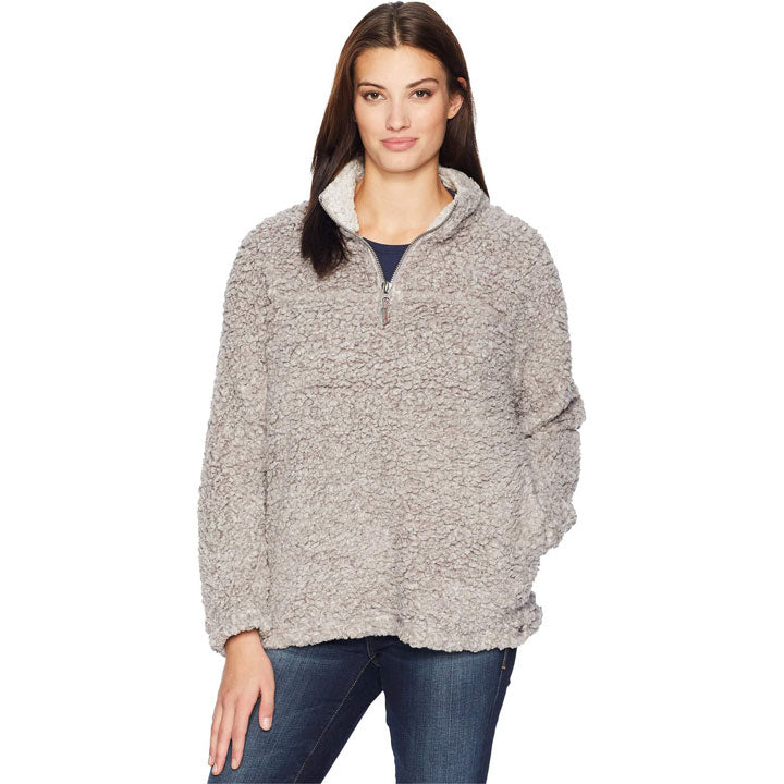 Dylan Soft Shearling Tipped Pile 1/4 Zip Stadium Pullover Womens