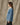 Filson Women's Insulated Denim Outfitter Coat in Vintage Indigo, worn view