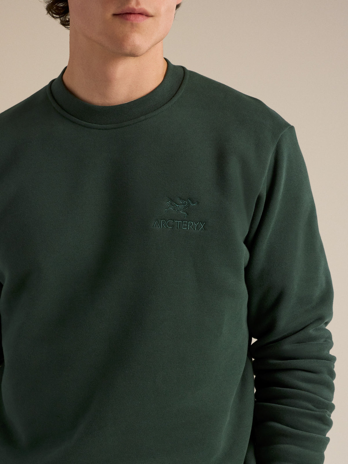 Mens Emblem Fleece Crew Neck Pullover-Sweatshirts & Hoodies-Arc'teryx-Dark Jade-Mountain Sports