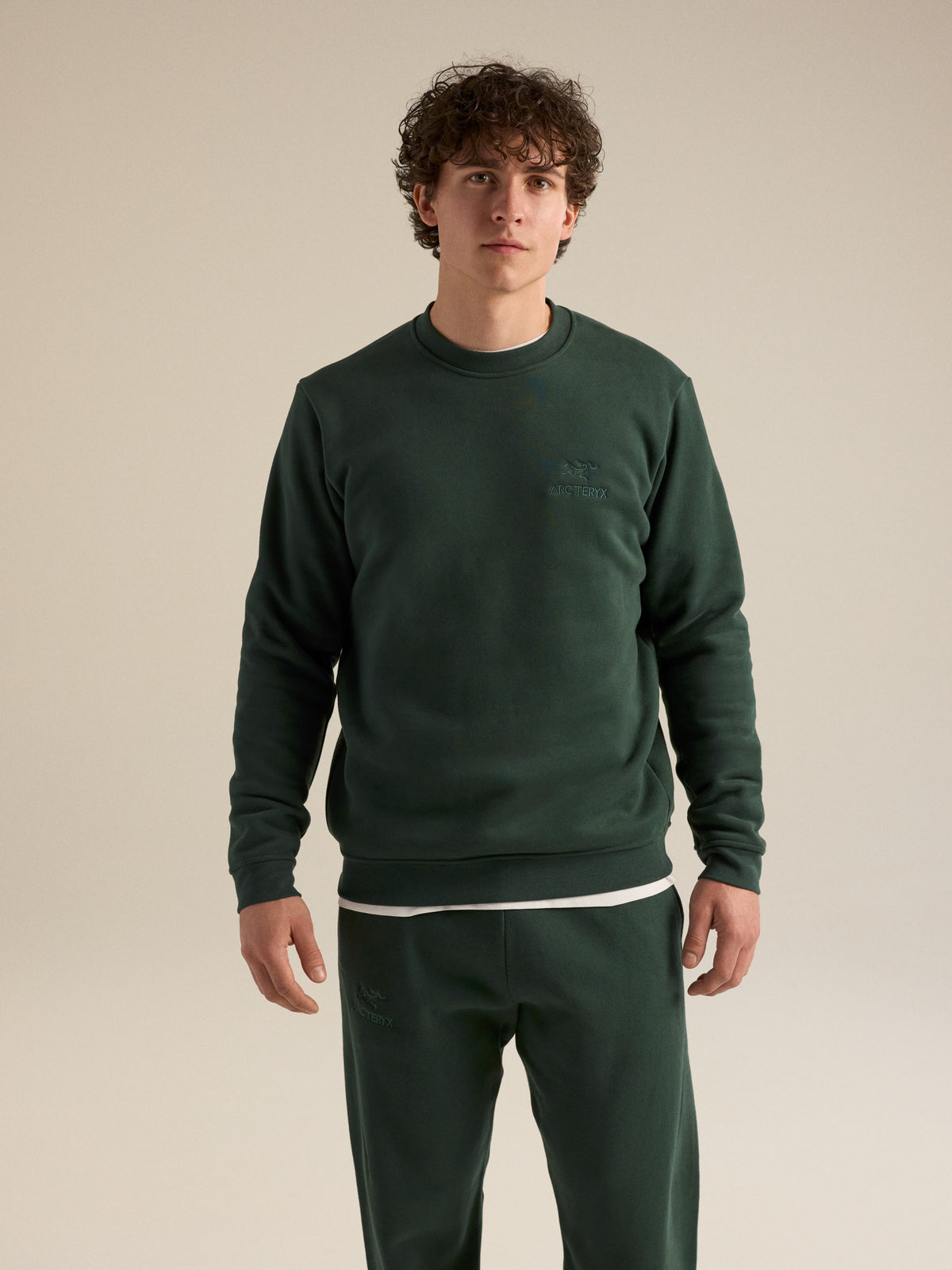 Mens Emblem Fleece Crew Neck Pullover-Sweatshirts & Hoodies-Arc'teryx-Dark Jade-Mountain Sports