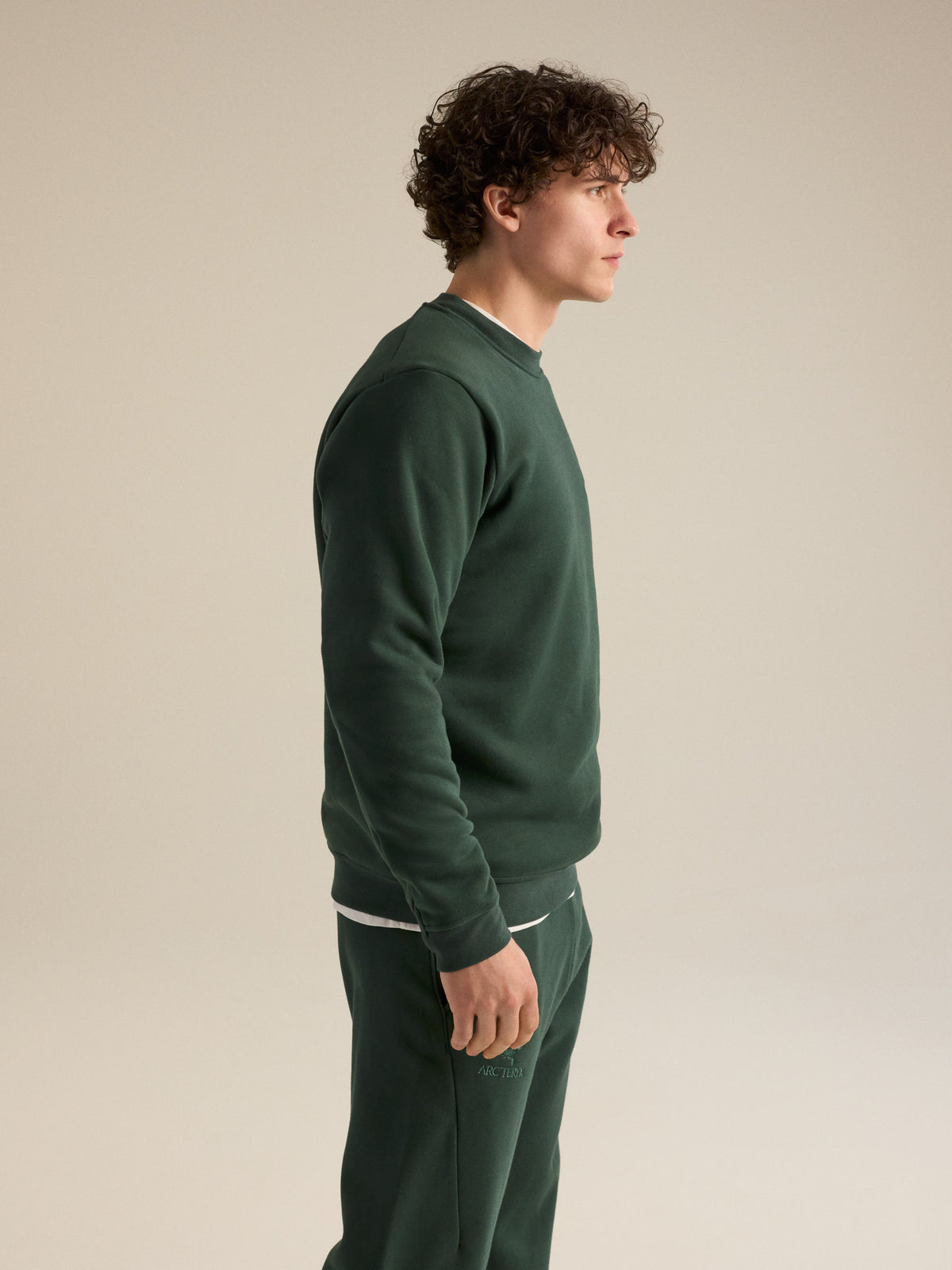 Mens Emblem Fleece Crew Neck Pullover-Sweatshirts & Hoodies-Arc'teryx-Dark Jade-Mountain Sports