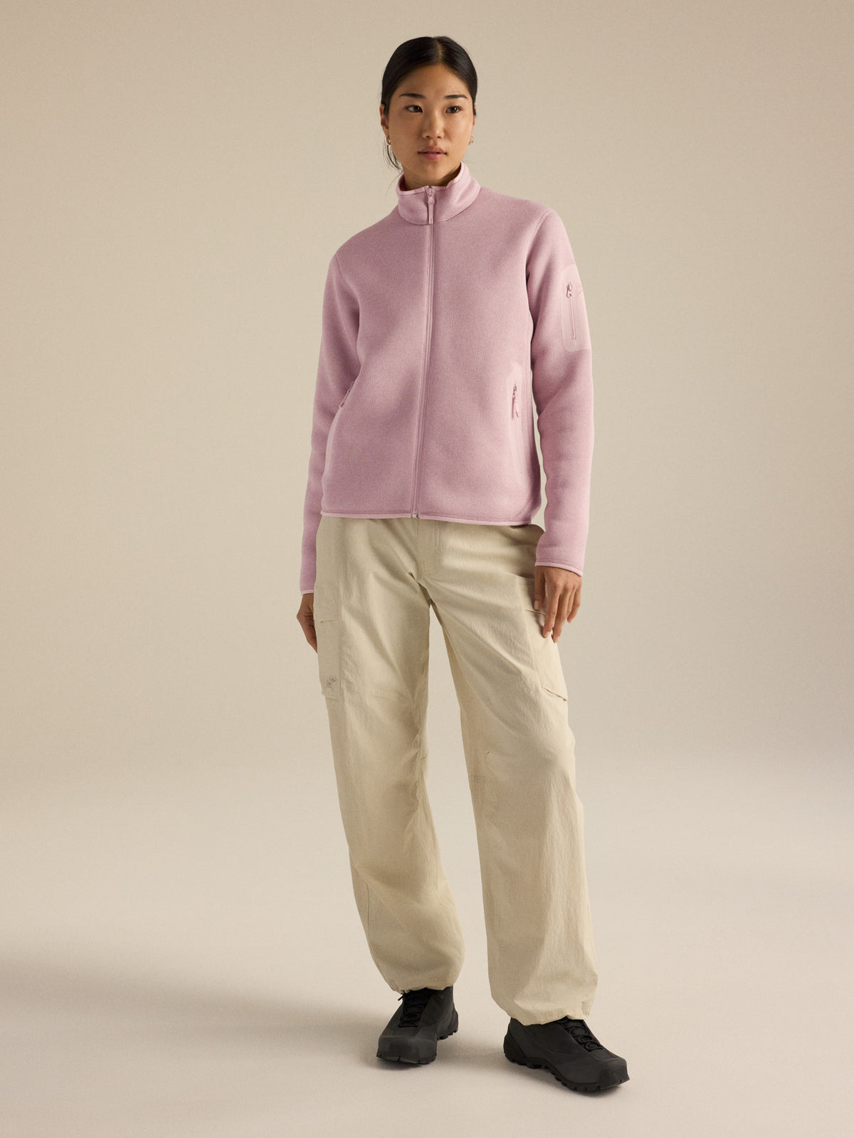 Womens Covert Cardigan-Sweatshirts & Hoodies-Arc'teryx-Alpine Rose Heather-Mountain Sports