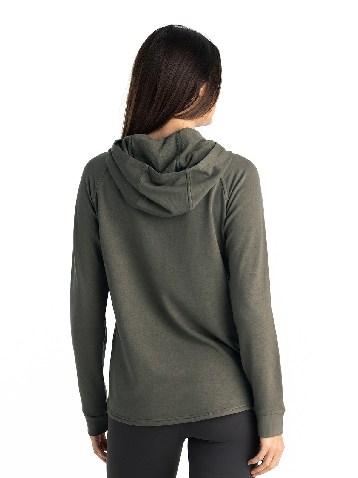 Womens Bamboo Lightweight Fleece Hoodie-Pullovers-Free Fly-Heather Black-Mountain Sports