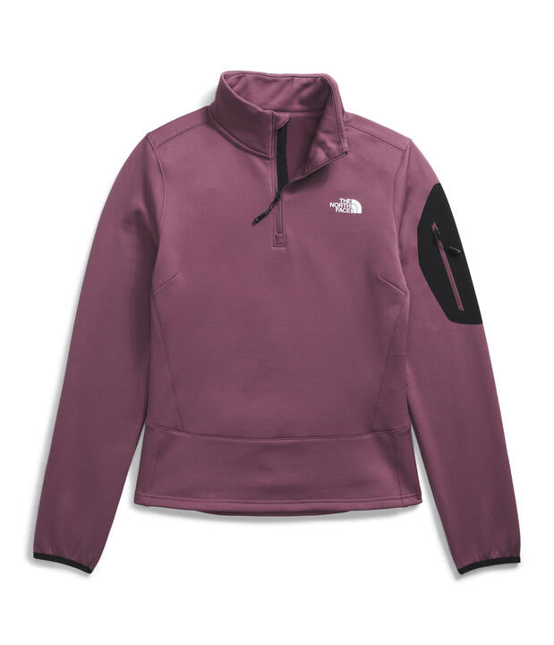 Womens Mistyescape 1/4 Zip Fleece-Pullovers-The North Face-Midnight Mauve/TNF Black-Mountain Sports