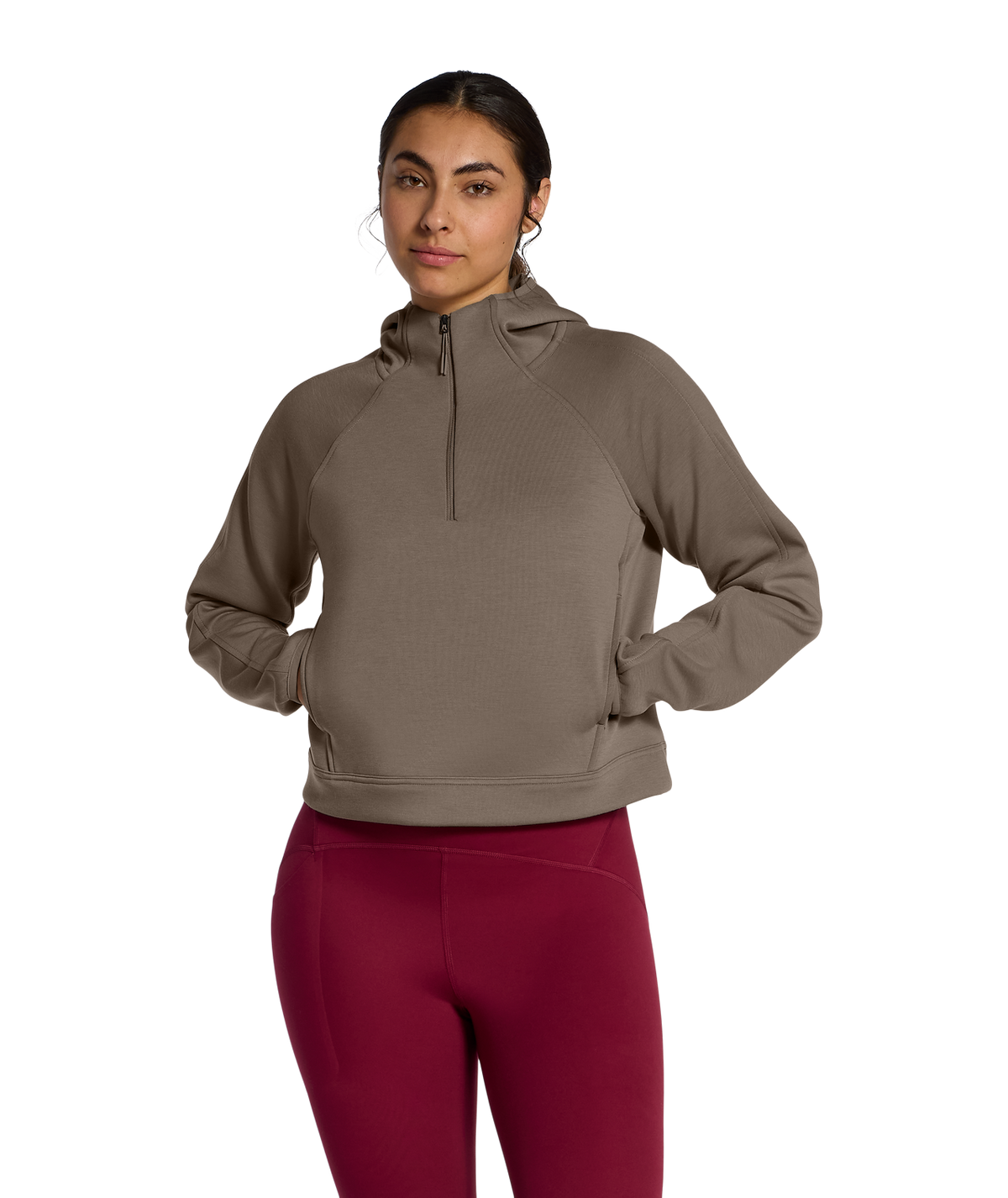 Womens Jaida 1/4 Zip Hoodie-1/4 & 1/2 Zips-The North Face-Garnet-Mountain Sports