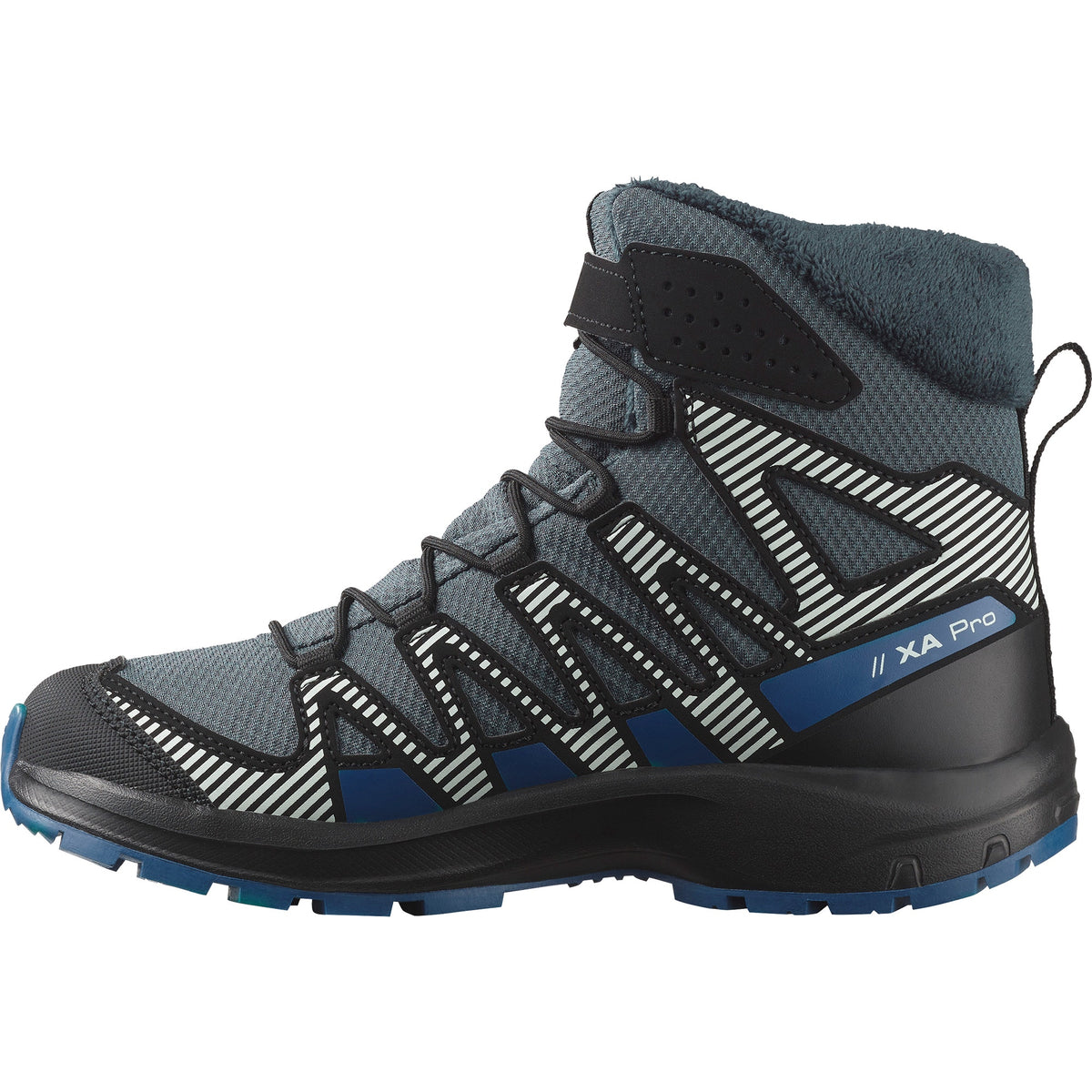 Kids XA Pro v8 Winter Waterproof Boot-Hiking Boots-Salomon-Turbulence / Black / Dark Blue-Mountain Sports