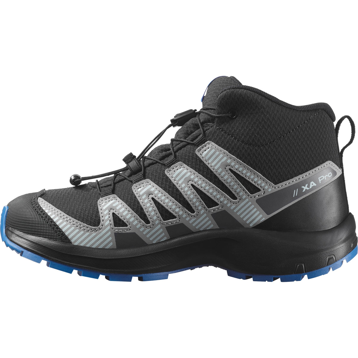 Junior XA Pro v8 Mid Waterproof Trail Shoe-Trail Running Shoes-Salomon-Black / Monument / French Blue-Mountain Sports