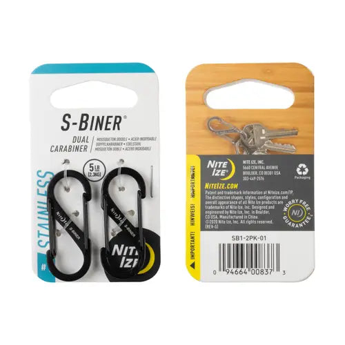 S-Biner® Stainless Steel Dual Carabiner #1 (2 Pack)-Carabiners-Nite Ize-Black-Mountain Sports