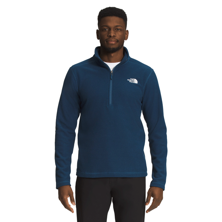 Mens Textured Cap Rock ¼ Zip-Fleece Tops-The North Face-Shady Blue-Mountain Sports