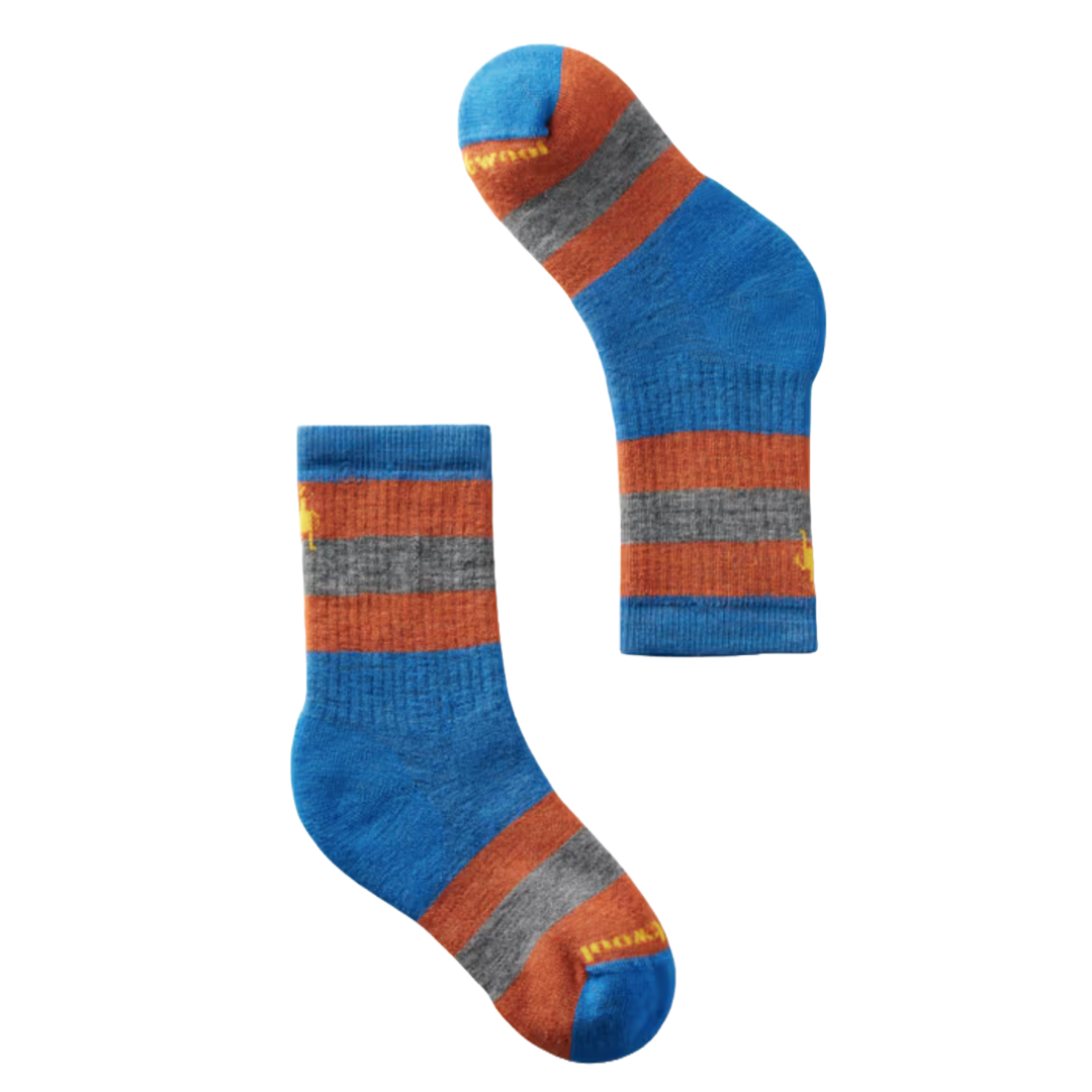 Kids Hike Full Cushion Striped Crew Socks-Socks & Underwear-Smartwool-Laguna Blue-Mountain Sports