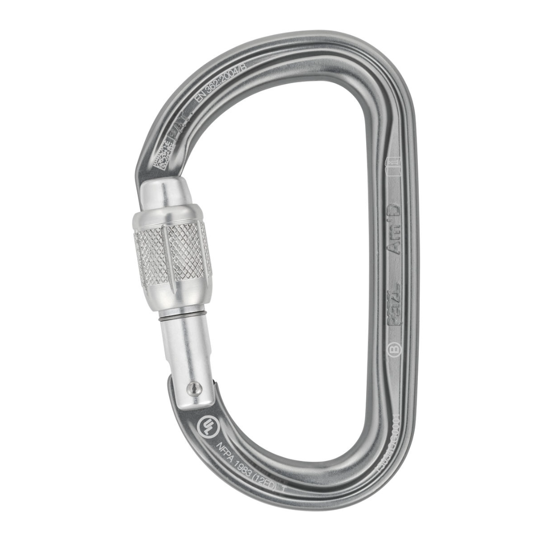 AM'D D-shaped Locking Carabiner-Carabiners-Petzl-Screw-Lock-Mountain Sports