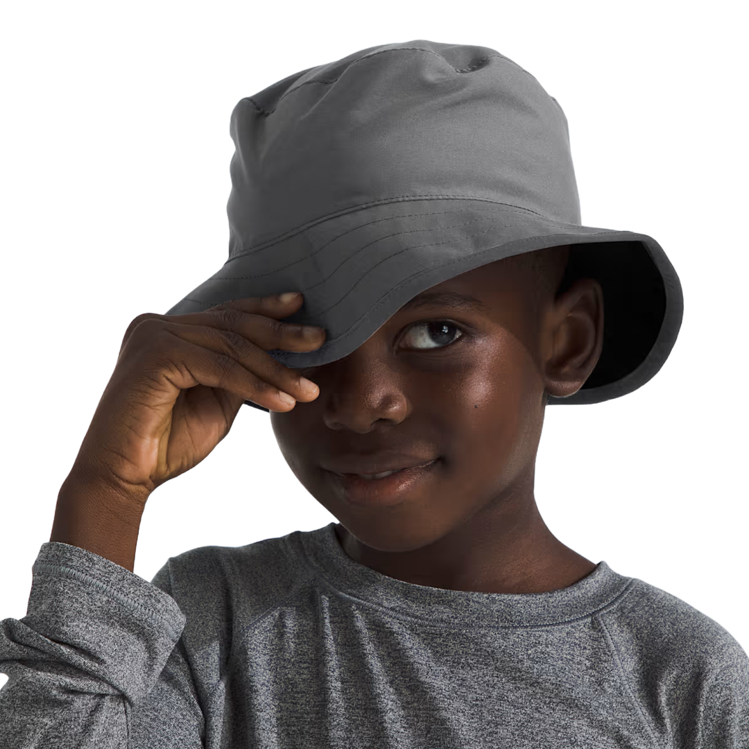 Kids Class V Reversible Bucket Hat-Hats-The North Face-Smoked Pearl TNF Topo Phantom Print/TNF Black-Mountain Sports