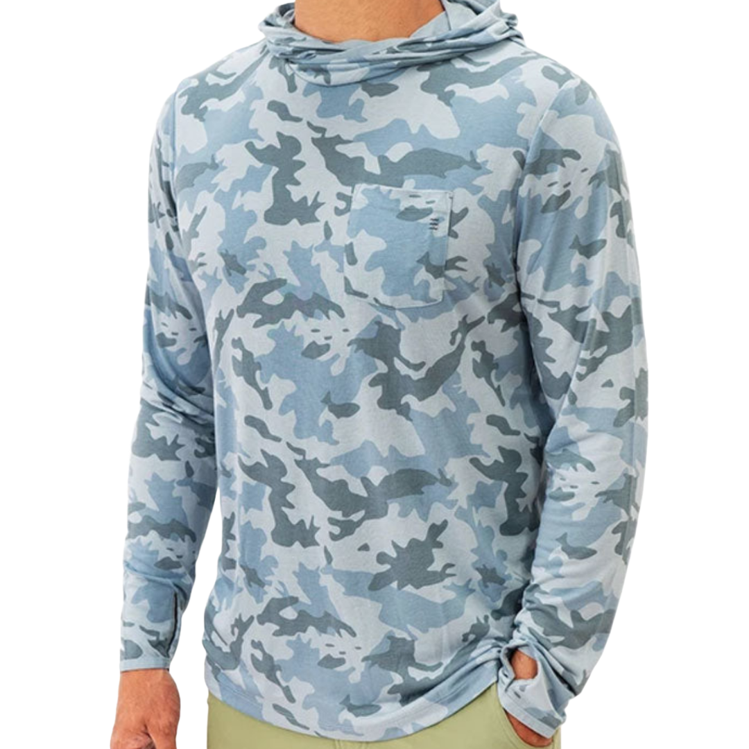 Mens Bamboo Lightweight Hoodie-Sweatshirts & Hoodies-Free Fly-Water Camo-Mountain Sports
