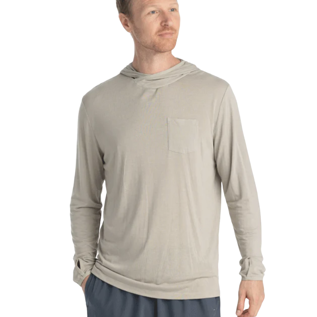 Mens Bamboo Lightweight Hoodie-Sweatshirts & Hoodies-Free Fly-Sandstone-Mountain Sports