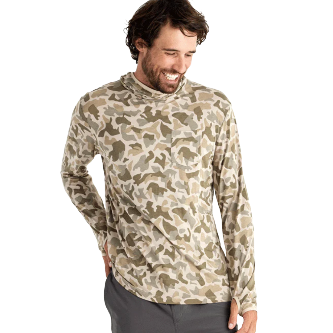 Mens Bamboo Lightweight Hoodie-Sweatshirts & Hoodies-Free Fly-Barrier Island Camo-Mountain Sports