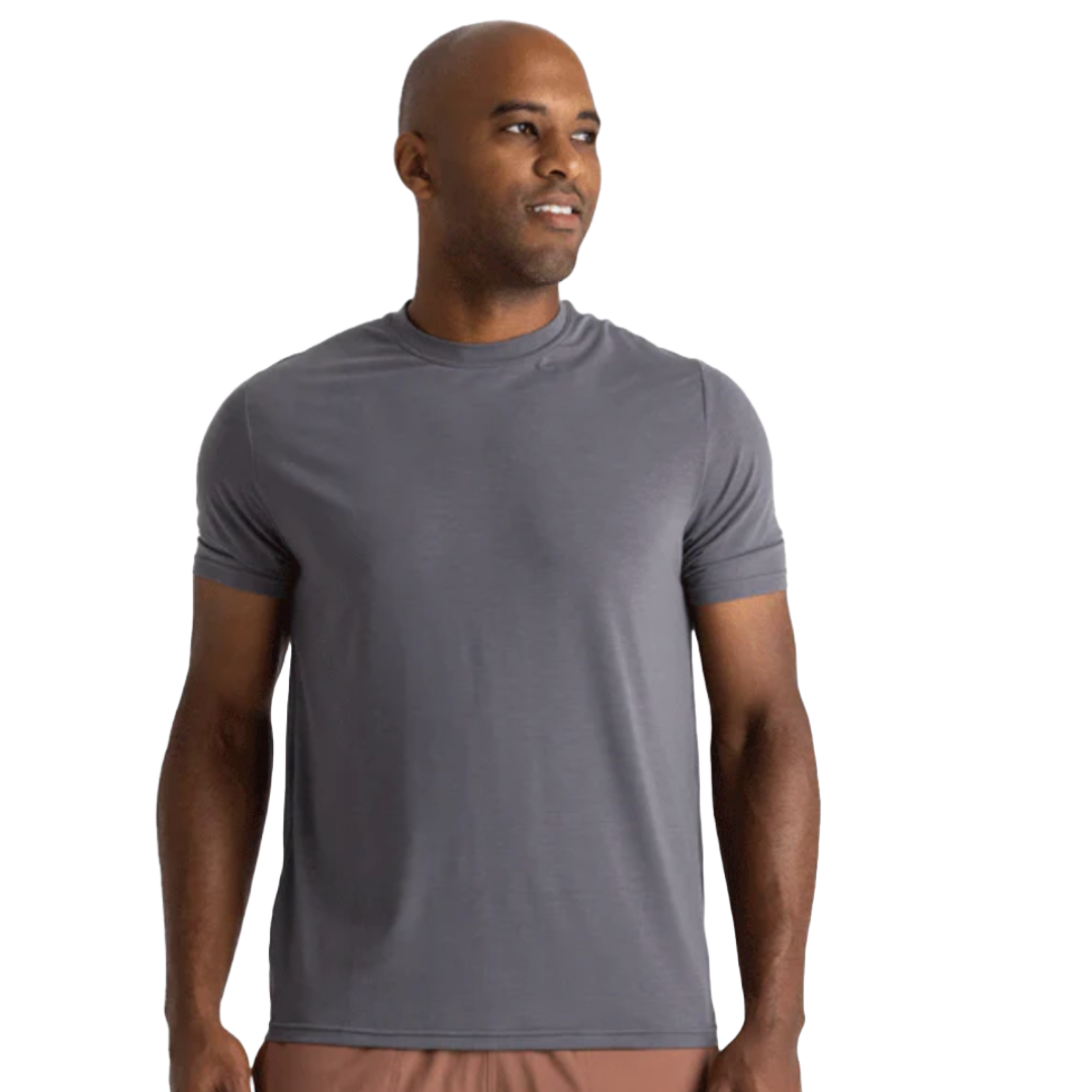 Men's Elevate Lightweight Tee-Short Sleeve Shirts-Free Fly-Smoke-Mountain Sports