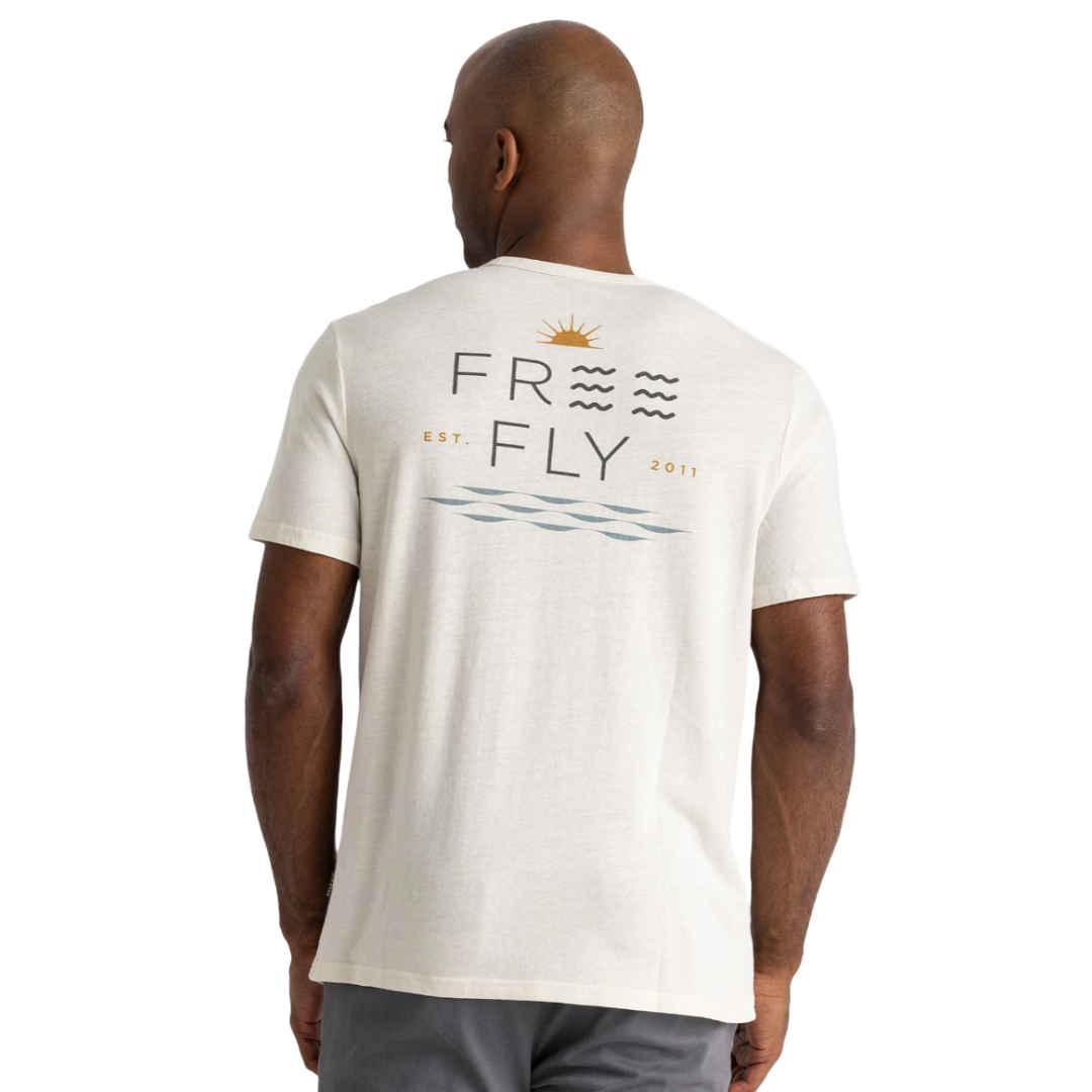 Mens Salt and Sun Pocket Tee-Short Sleeve Shirts-Free Fly-Heather Birch-Mountain Sports
