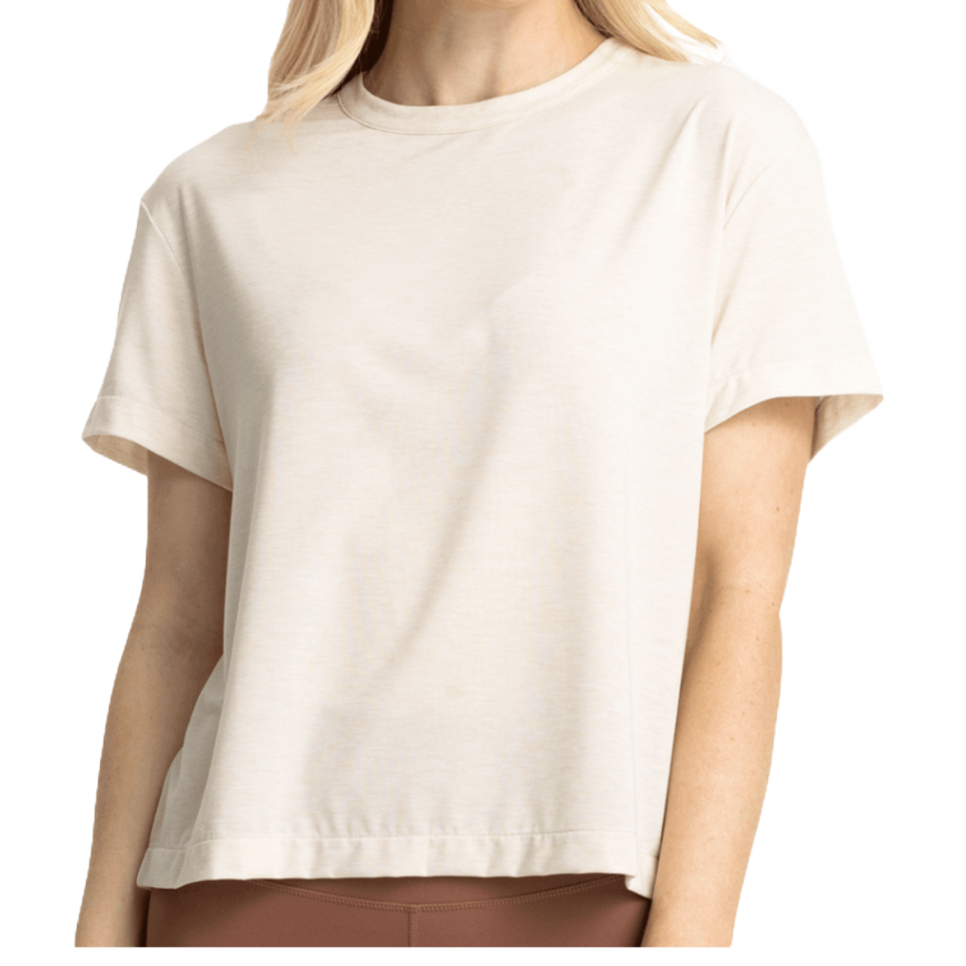 Womens Elevate Lightweight Tee-Short Sleeve Shirts-Free Fly-Heather Birch-Mountain Sports