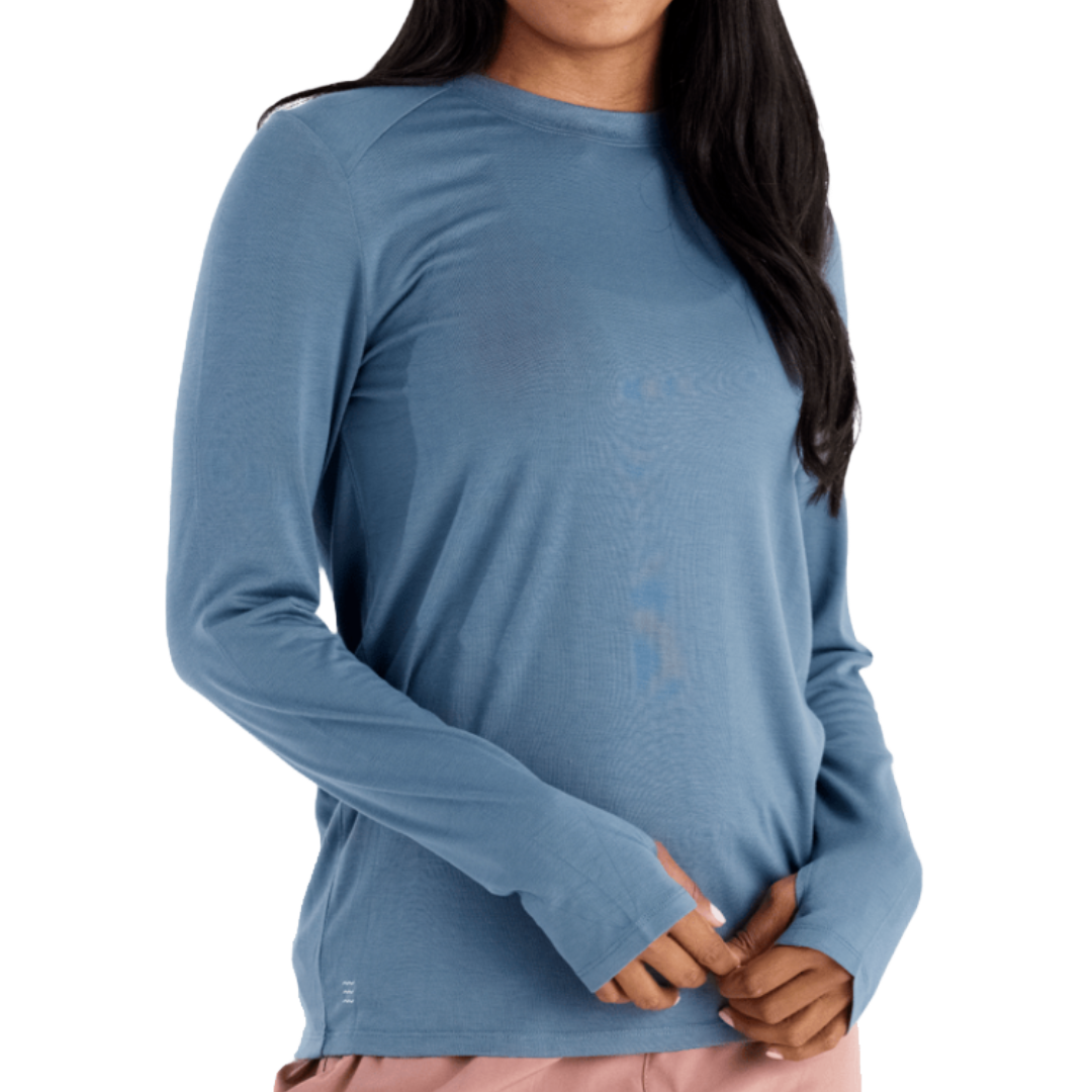 Womens Bamboo Shade Long Sleeve II-Long Sleeve Shirts-Free Fly-Slate Blue-Mountain Sports