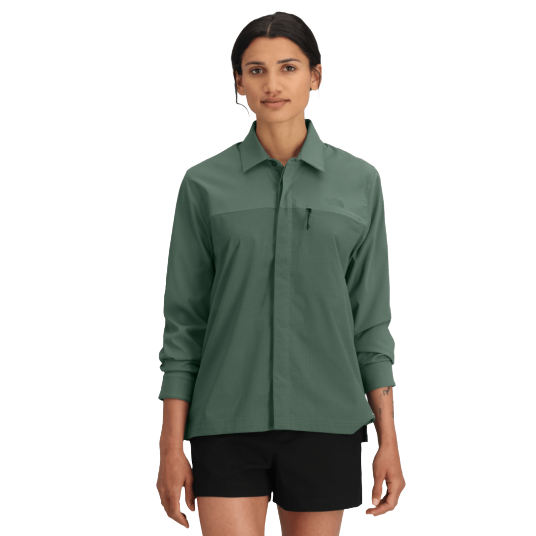 Womens L/S Lightrange Shirt-Long Sleeve Shirts-The North Face-Duck Green-Mountain Sports