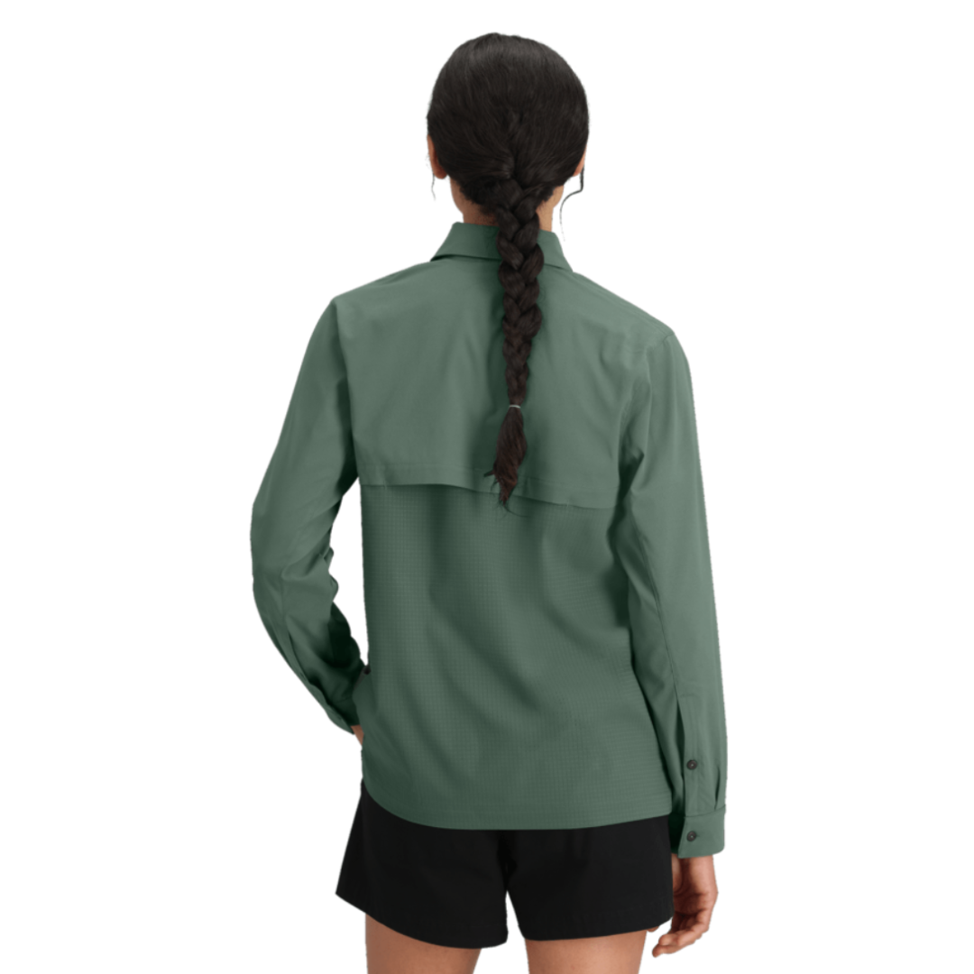 Womens L/S Lightrange Shirt-Long Sleeve Shirts-The North Face-Duck Green-Mountain Sports