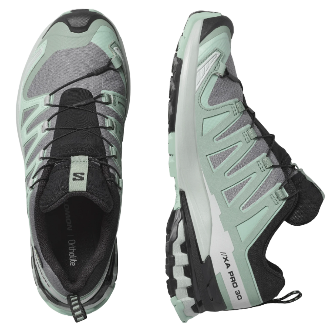 Womens XA Pro 3D GTX v9-Trail Running Shoes-Salomon-Quiet Shade / Lily Pad / Blue Haze-Mountain Sports