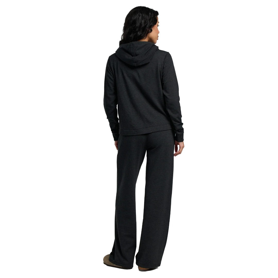 Womens Bamboo Lightweight Fleece Wide Leg Pant-Pants-Free Fly-Heather Black-Mountain Sports