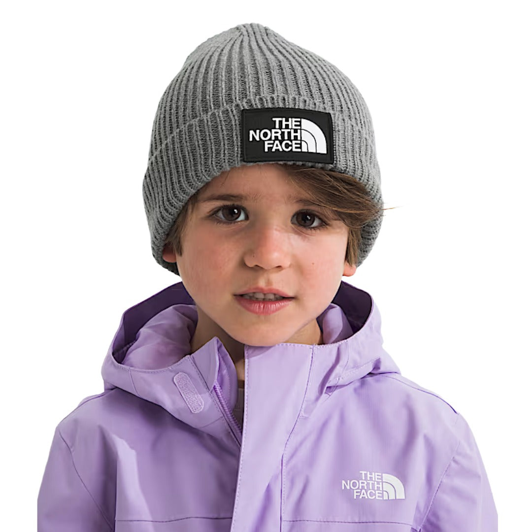Kids' TNF™ Logo Box Cuffed Beanie-Beanies-The North Face-TNF MD Grey Heather-Mountain Sports