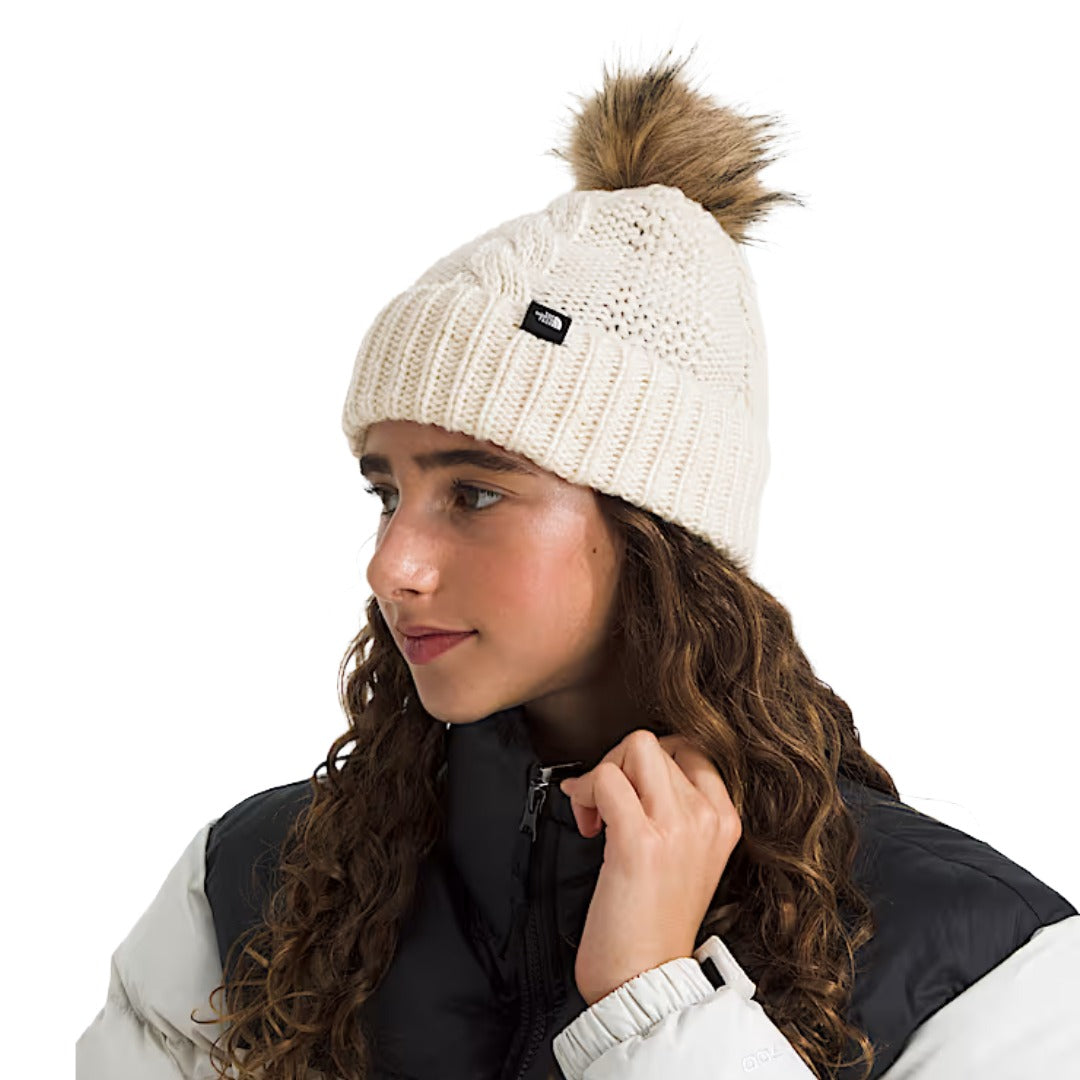 Kids' Oh Mega Fur Pom Beanie-Beanies-The North Face-White Dune-Mountain Sports