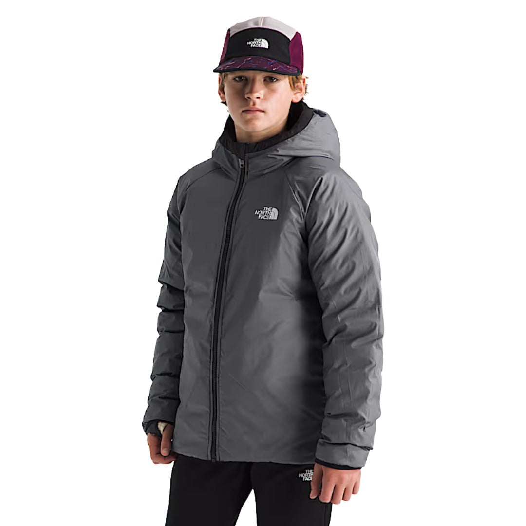 Boys' Reversible Perrito Hooded Jacket-Jackets-The North Face-TNF Black/Smoked Pearl-Mountain Sports