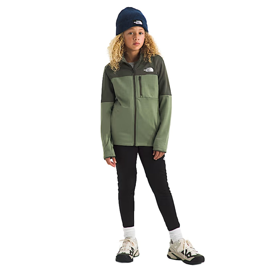 Teen Hike Midlayer Full Zip Jacket-Jackets-The North Face-Bark Mist/New Taupe Green-Mountain Sports