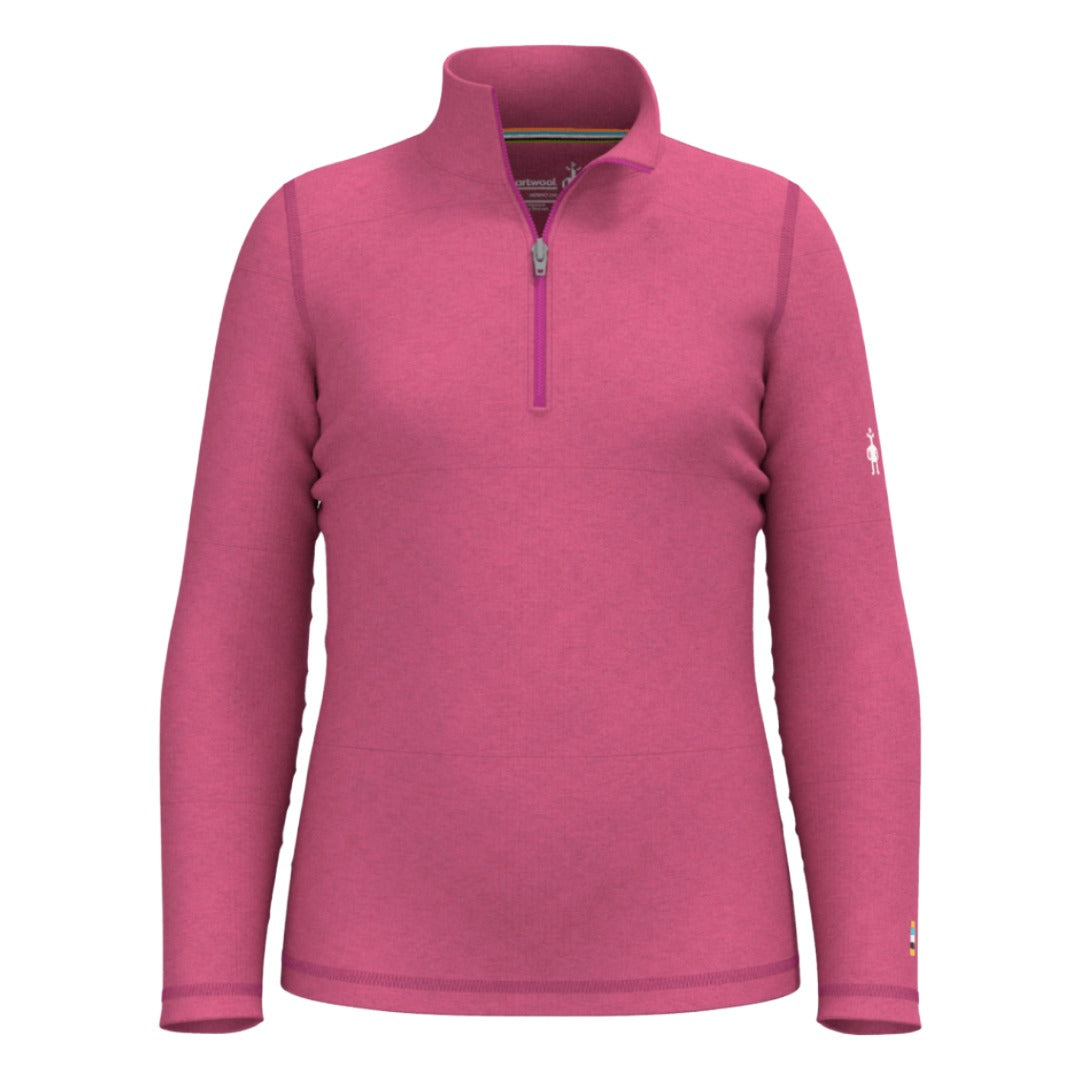 Kids Classic Thermal Merino Base Layer 1/4 Zip-Base Layers-Smartwool-Festive Fuchsia Heather-Mountain Sports