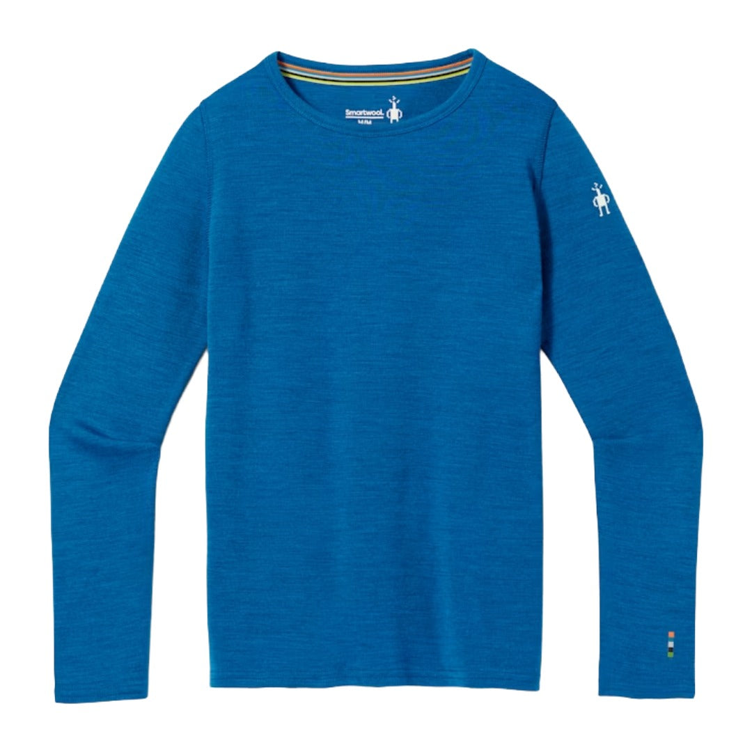 Kids Classic Thermal Merino Base Layer Crew-Base Layers-Smartwool-Nival Blue Heather-Mountain Sports