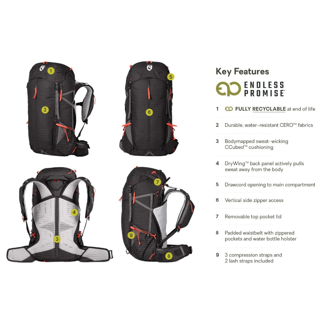Persist™ Mens 45L Endless Promise® All-Adventure Backpack-Backpacking Packs-Nemo-Smokey Olive-Mountain Sports