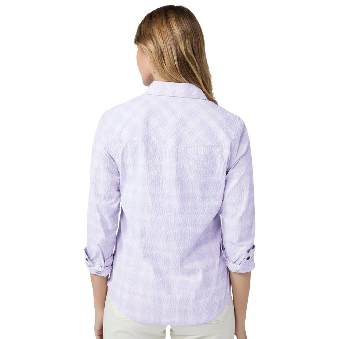 Womens Eddy Coast Long Sleeve Shirt-Long Sleeve Shirts-Stio-Lavender Haze Plaid-Mountain Sports