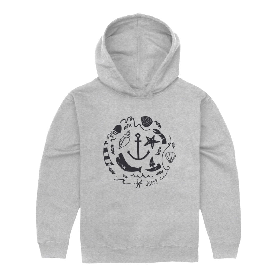 Kids Ocean Whirl Hoodie-Jetty-Heather Grey-Mountain Sports