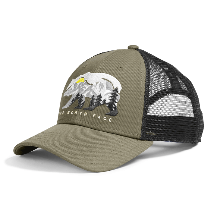 Unisex Embroidered Mudder Trucker-Hats-The North Face-New Taupe Green/Bear Graphic-Mountain Sports
