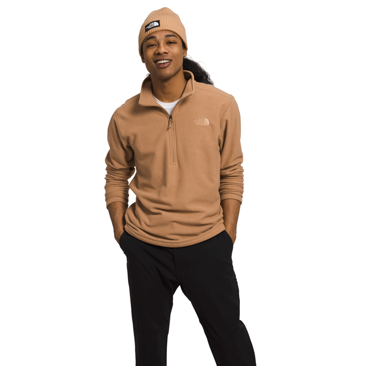 Mens Textured Cap Rock ¼ Zip-Fleece Tops-The North Face-Almond Butter-Mountain Sports