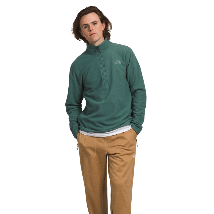 Mens Textured Cap Rock ¼ Zip-Fleece Tops-The North Face-Dark Sage Heather-Mountain Sports