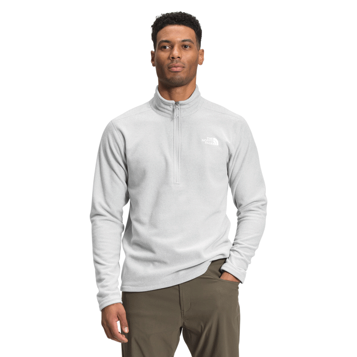 Mens Textured Cap Rock ¼ Zip-Fleece Tops-The North Face-TNF Light Grey Heather-Mountain Sports