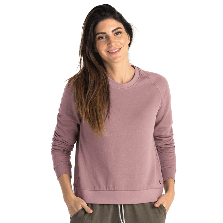 Womens Bamboo Lightweight Fleece Crew-Shirts-Free Fly-Canyon-Mountain Sports