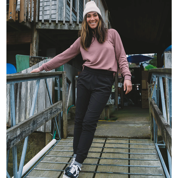 Womens Bamboo Lightweight Fleece Crew-Shirts-Free Fly-Stone-Mountain Sports