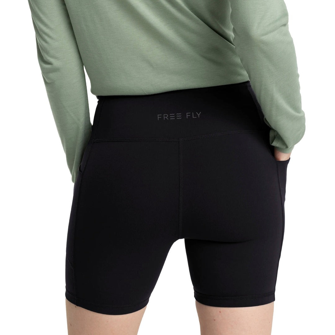 Womens All Day 6 Pocket Short-Shorts-Free Fly-Black-Mountain Sports