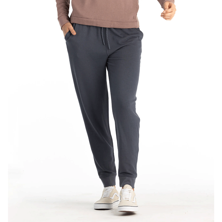 Womens Bamboo Lightweight Fleece Jogger-Pants-Free Fly-Storm Cloud-Mountain Sports