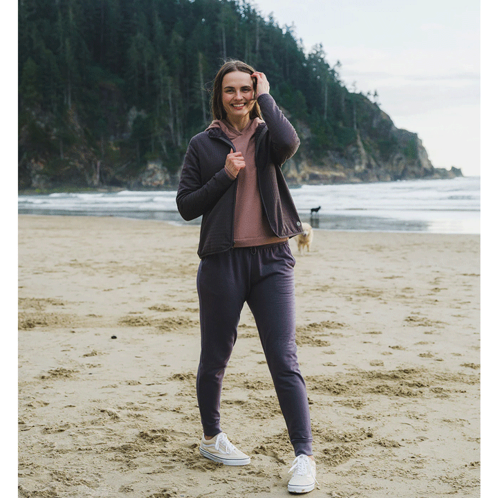 Womens Bamboo Lightweight Fleece Jogger-Pants-Free Fly-Storm Cloud-Mountain Sports