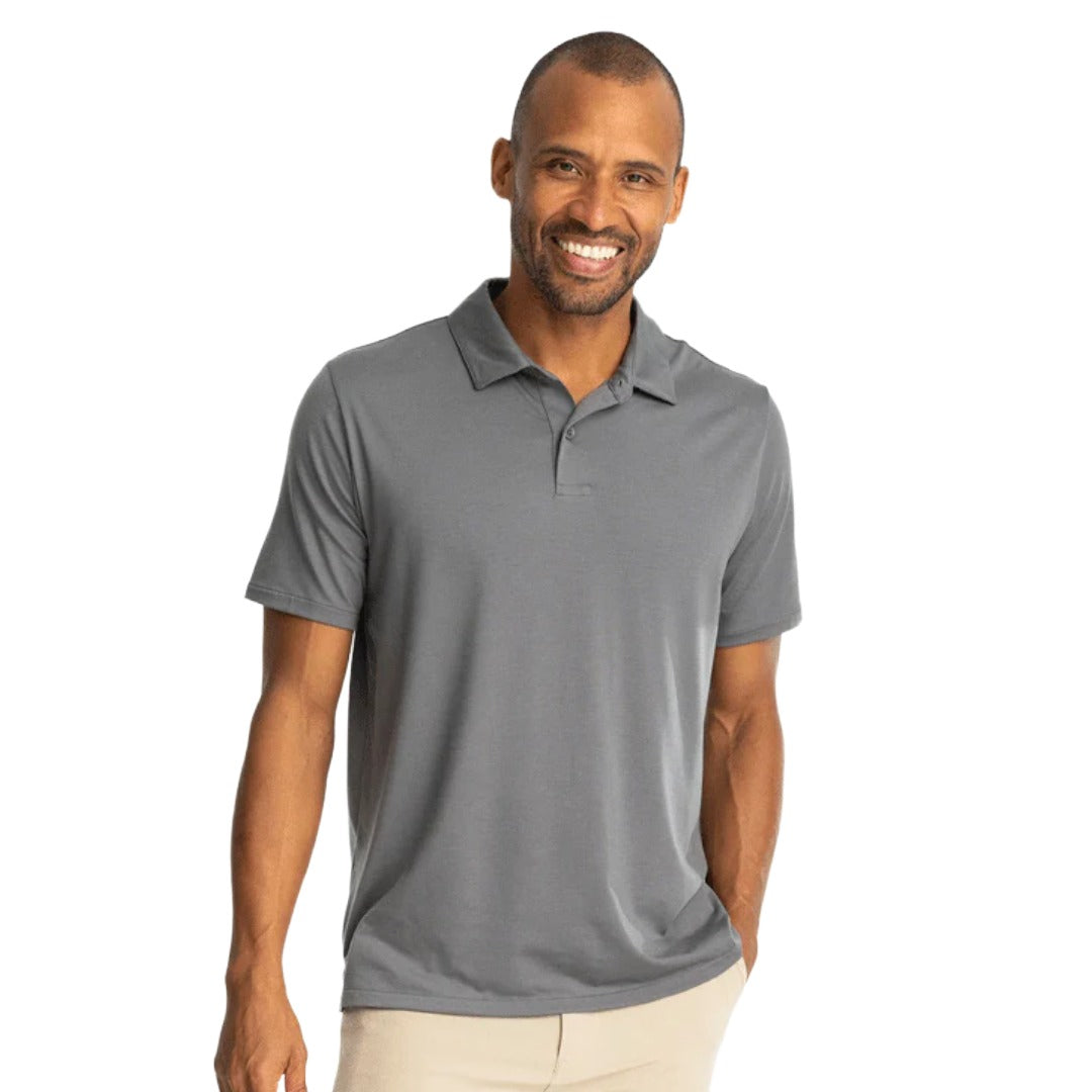 Men's Elevate Polo-Short Sleeve Shirts-Free Fly-Smoke-Mountain Sports